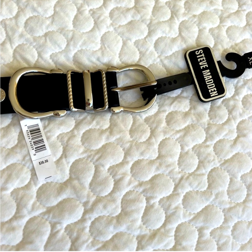NWT Steve Madden Belt Black with Silver Hardware XL